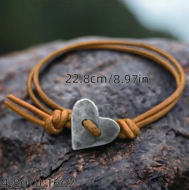 Classic Hand-Woven Rope Bracelet – Copper Brown & Silver