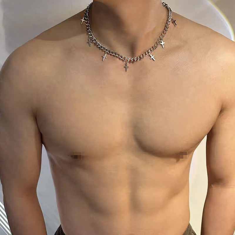 European & American Men's Hip Hop Clavicle Chain – Simple Cross Necklace