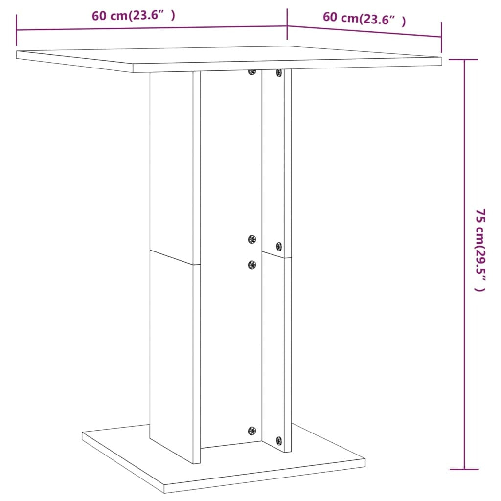Bistro Table Black Engineered Wood Standard Simple Bistro Table