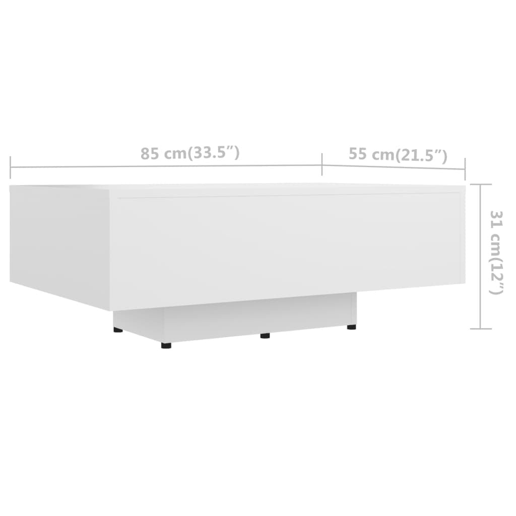 Couch Table White Engineered wood 33.5 x 21.7 x 12.2 in Simple