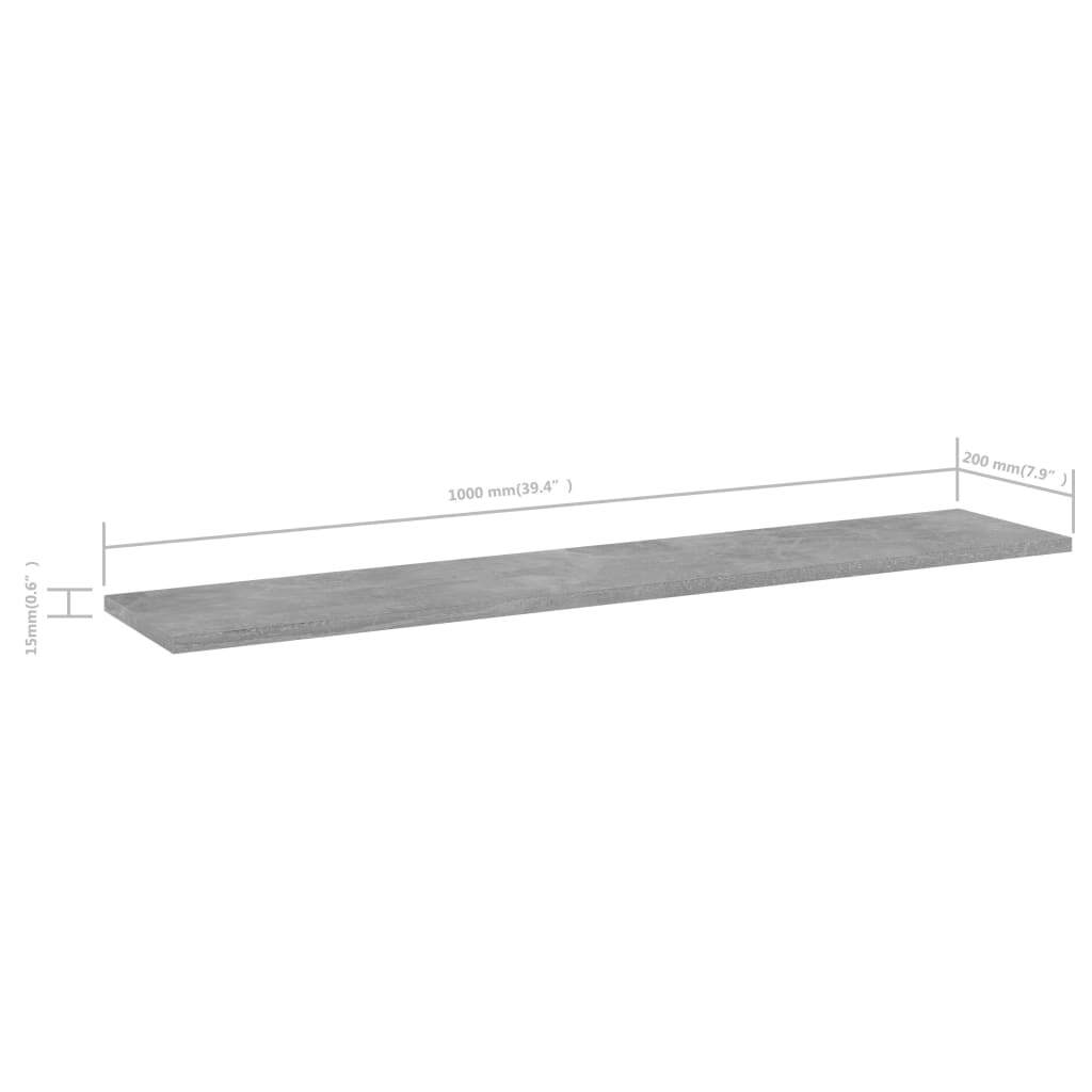 Bookshelf Board Set of 8 Concrete Gray Engineered Wood