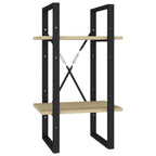 Book Cabinet Sonoma Oak, Black Engineered Wood, Metal Compact