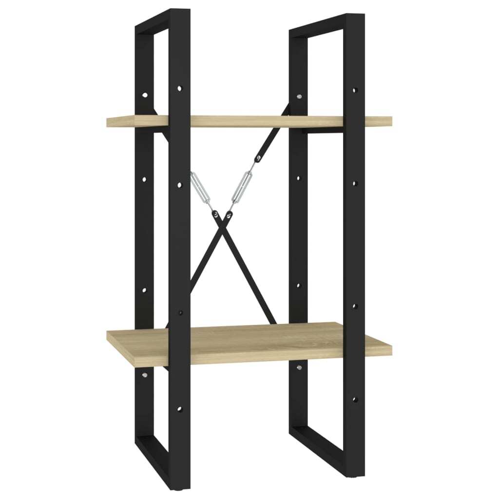 Book Cabinet Sonoma Oak, Black Engineered Wood, Metal Compact
