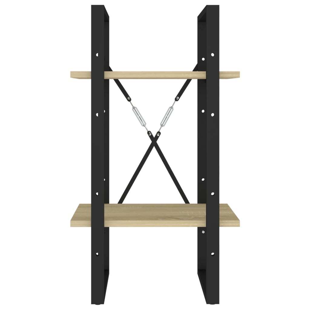 Book Cabinet Sonoma Oak, Black Engineered Wood, Metal Compact