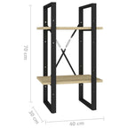 Book Cabinet Sonoma Oak, Black Engineered Wood, Metal Compact