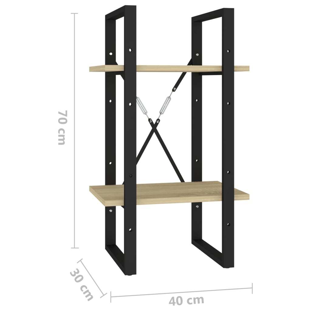 Book Cabinet Sonoma Oak, Black Engineered Wood, Metal Compact