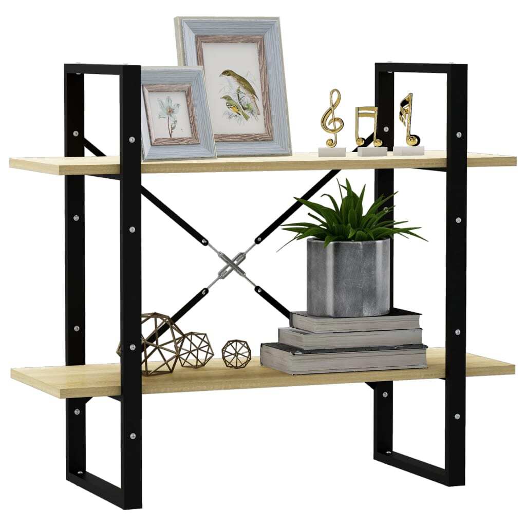 Book Cabinet Sonoma oak, Black Engineered wood, Metal