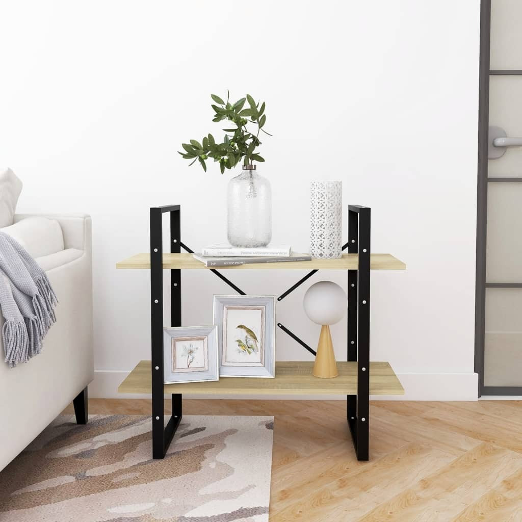 Book Cabinet Sonoma oak, Black Engineered wood, Metal