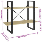 Book Cabinet Sonoma oak, Black Engineered wood, Metal