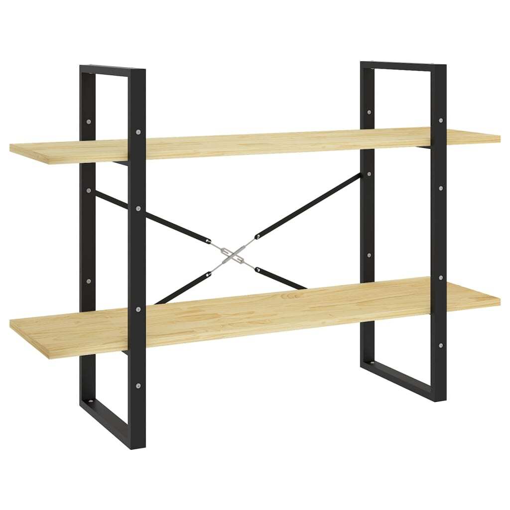 Book Cabinet Untreated pine wood and black metal