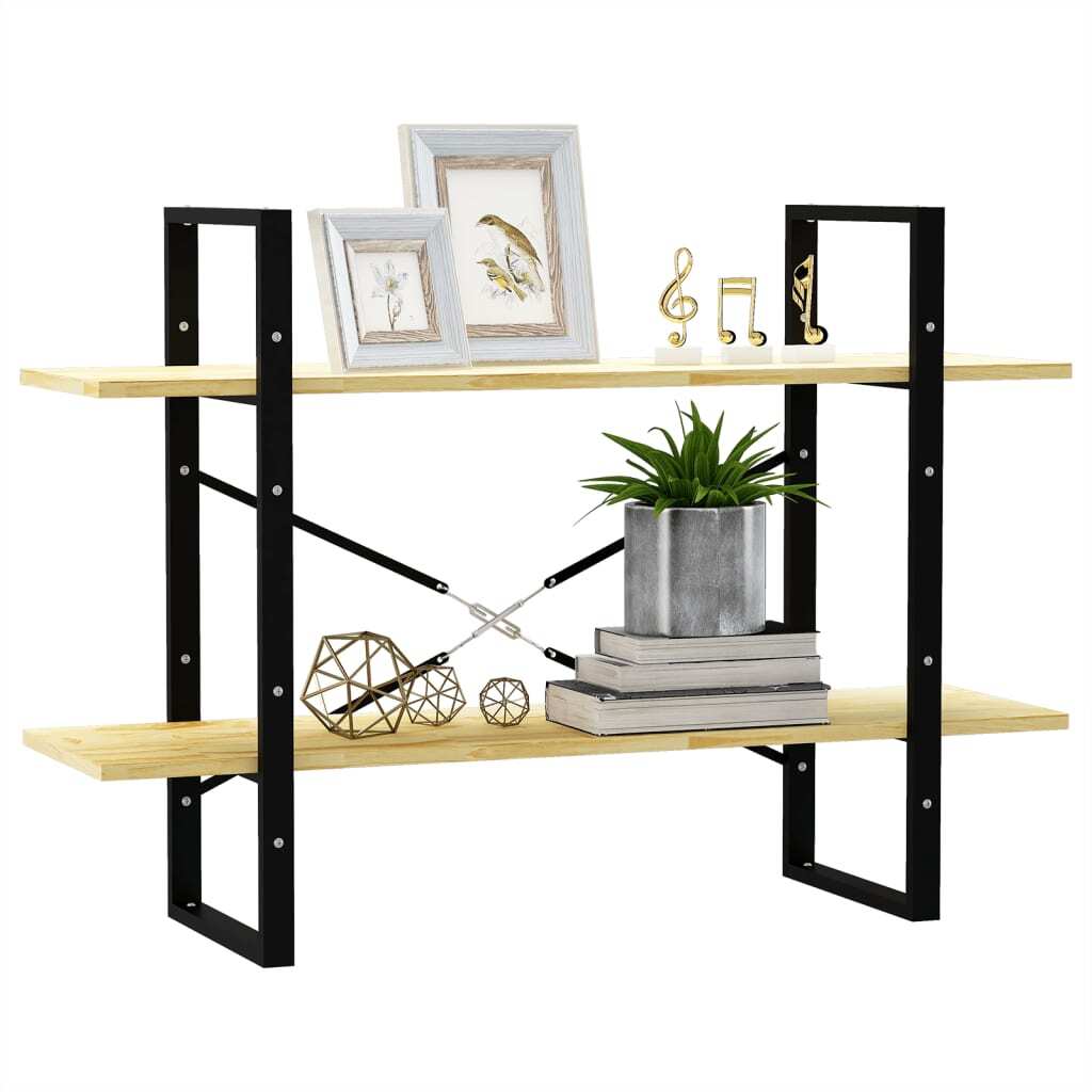 Book Cabinet Untreated pine wood and black metal