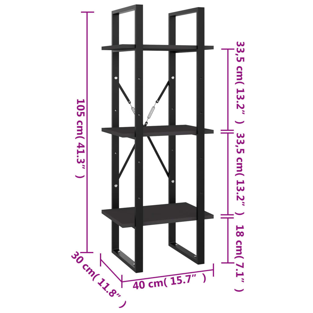 Book Cabinet Grey Engineered wood, Metal 15.7 x 11.8 x 41.3 in