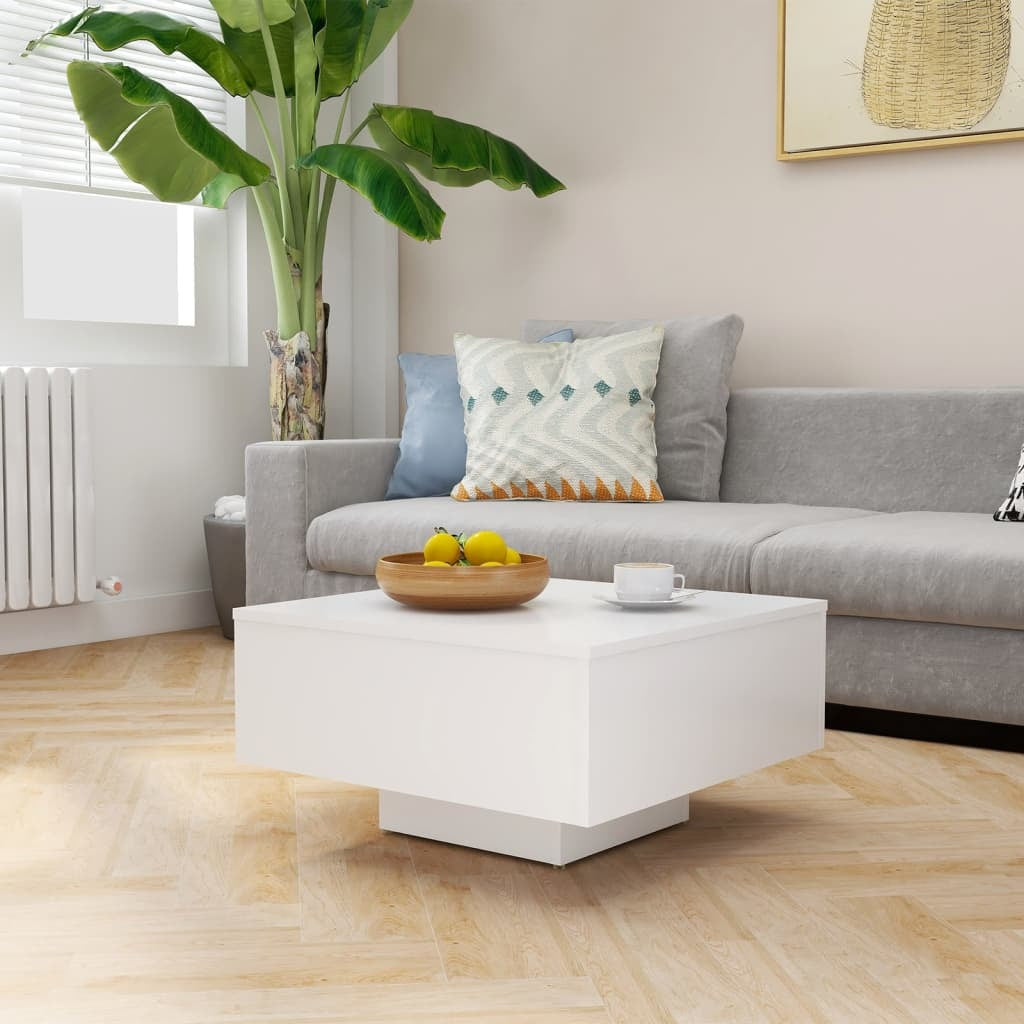 Coffee Table White Engineered Wood 23.6 in x 23.6 in x 12.4 in