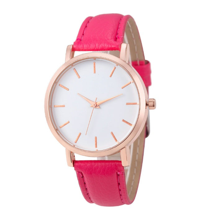 Classic Quartz Watch with Leather Belt Strap