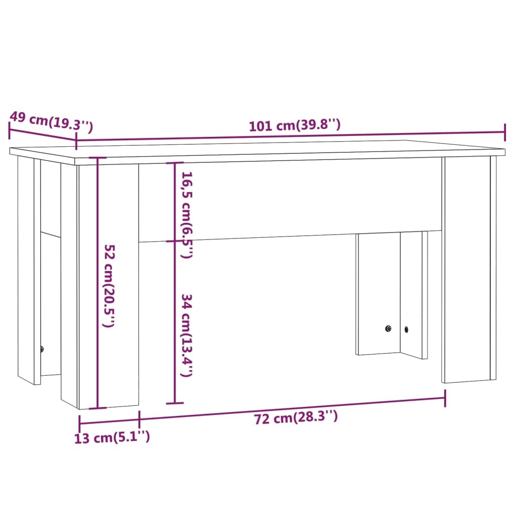 Coffee Table Concrete gray Engineered wood Medium Sliding Top