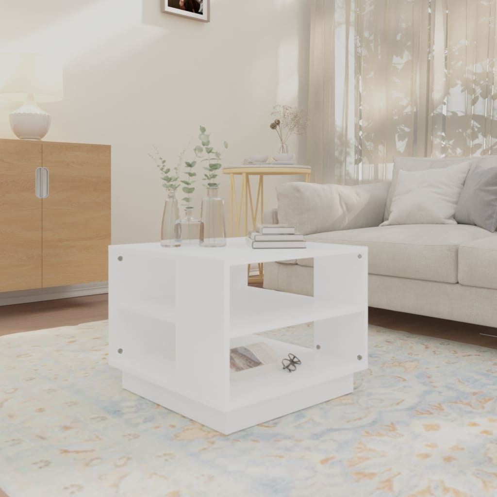 Coffee Table White Engineered Wood Coffee Table Square Modern