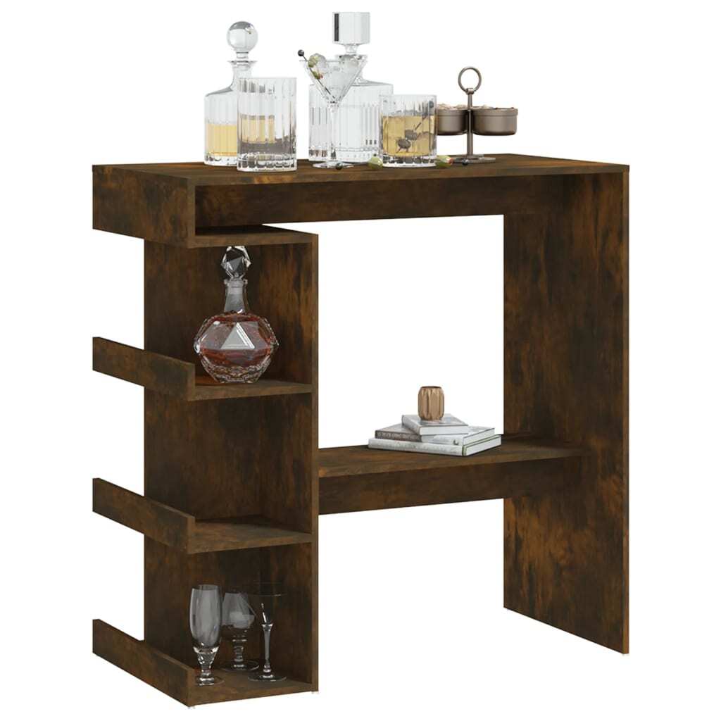 Bar Table Smoked Oak Engineered Wood 39.4 x 19.7 x 40.0 in