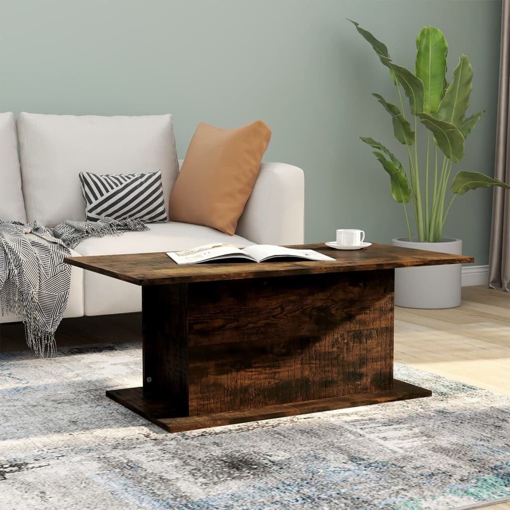 Coffee Table Smoked Oak Engineered Wood 40.2 x 21.9 x 15.7 in