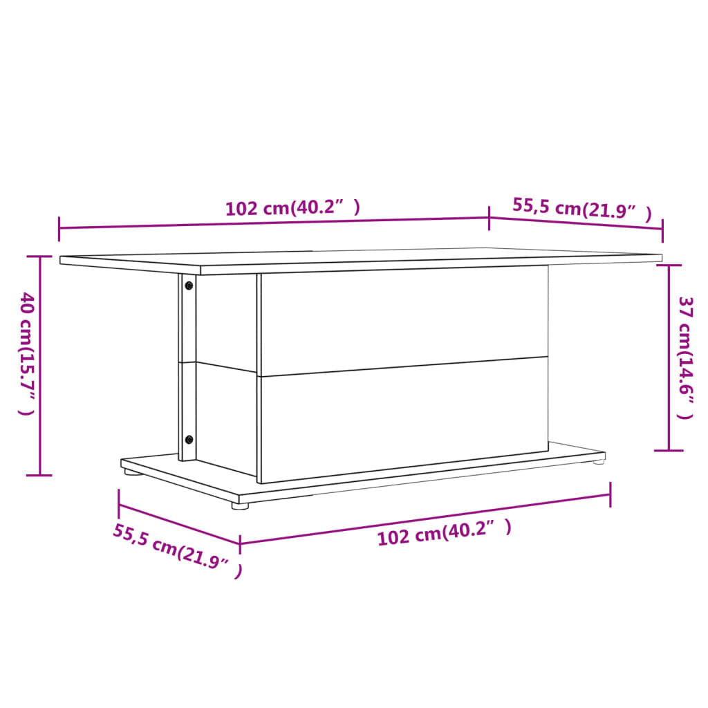 Coffee Table Smoked Oak Engineered Wood 40.2 x 21.9 x 15.7 in