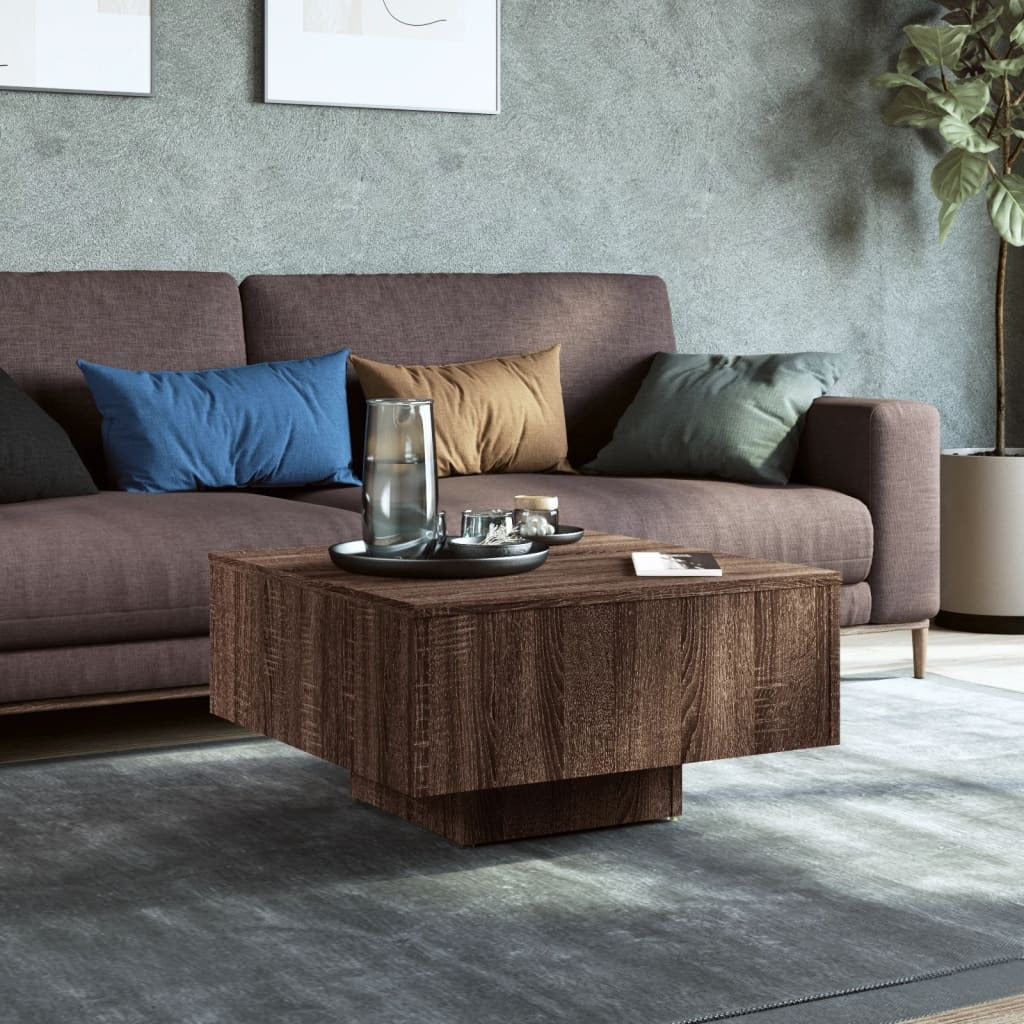 Coffee Table Brown Oak Engineered Wood 23.6 in Durable Square