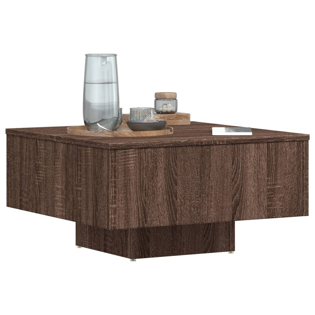 Coffee Table Brown Oak Engineered Wood 23.6 in Durable Square