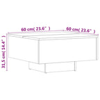 Coffee Table Brown Oak Engineered Wood 23.6 in Durable Square