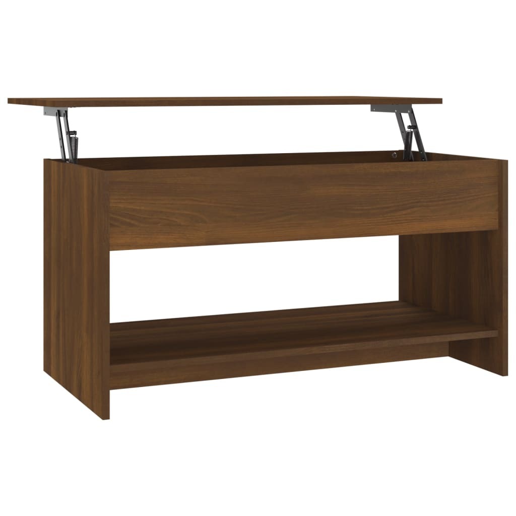 Coffee Table Brown Oak Engineered Wood Medium Storage