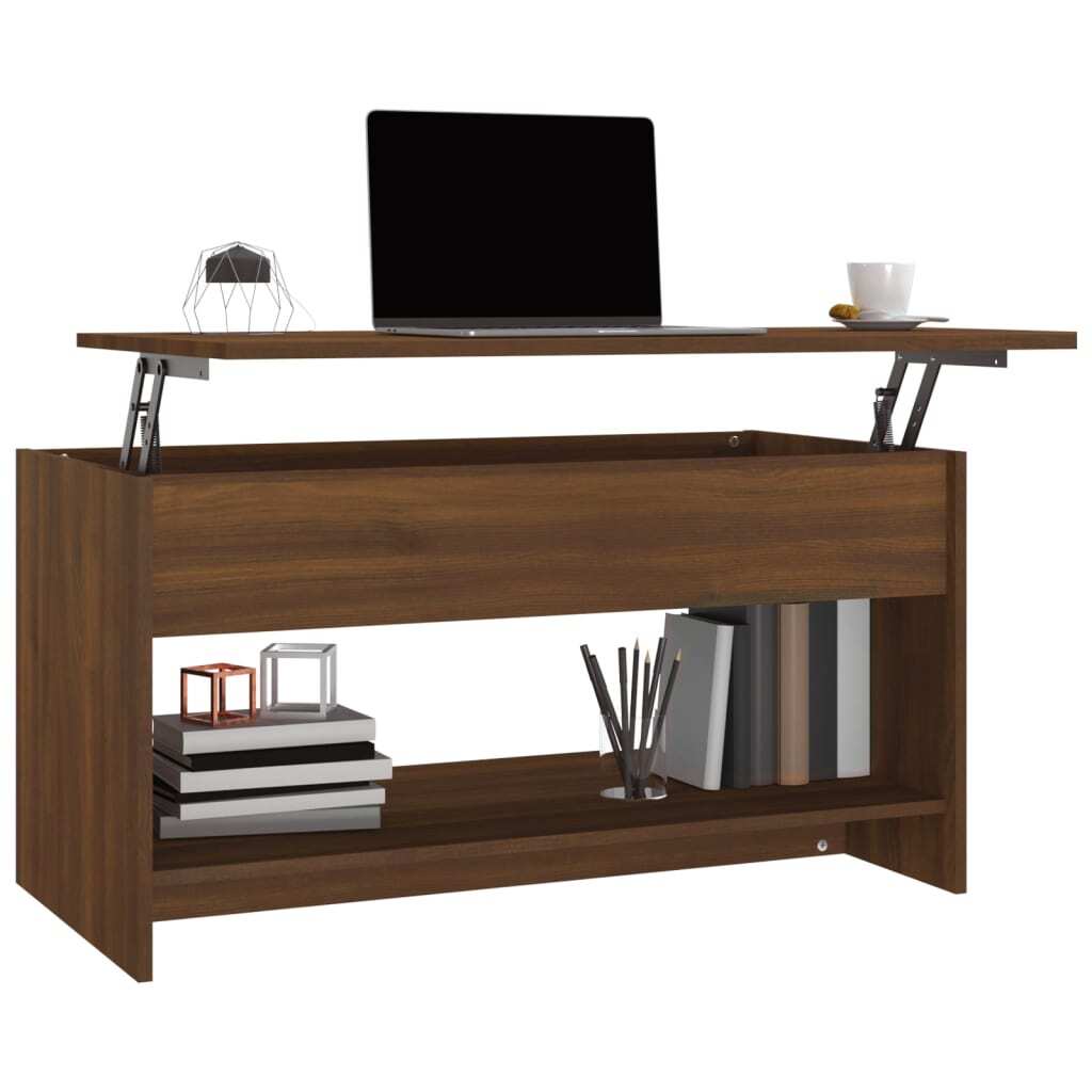 Coffee Table Brown Oak Engineered Wood Medium Storage