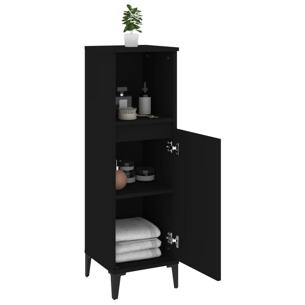 Bathroom Cabinet Black Engineered wood, Metal Standard
