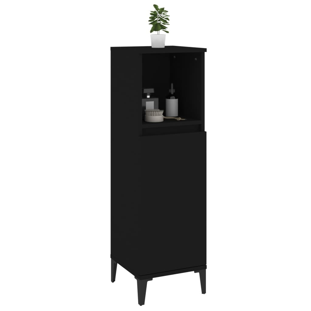 Bathroom Cabinet Black Engineered wood, Metal Standard