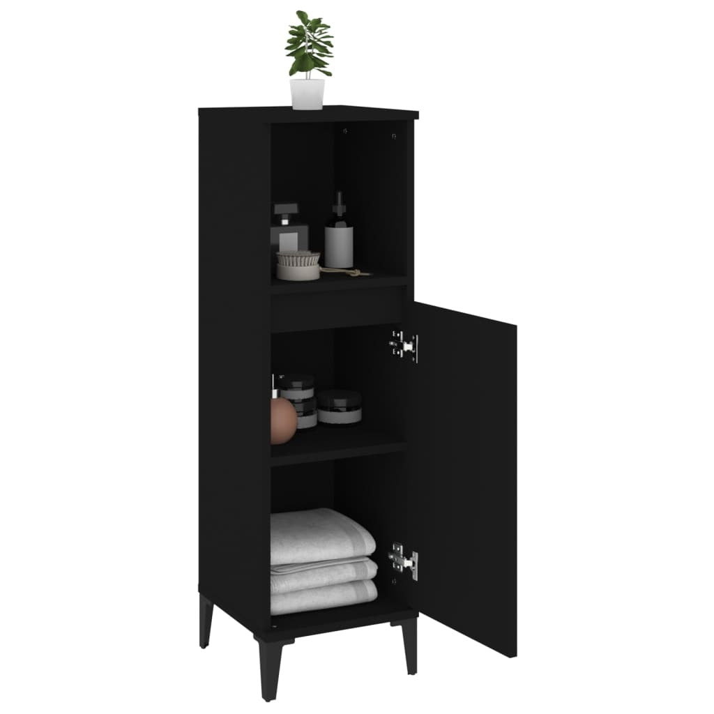 Bathroom Cabinet Black Engineered wood, Metal Standard