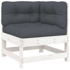 Corner Sofa White and Anthracite Solid pine wood and oxford fabric