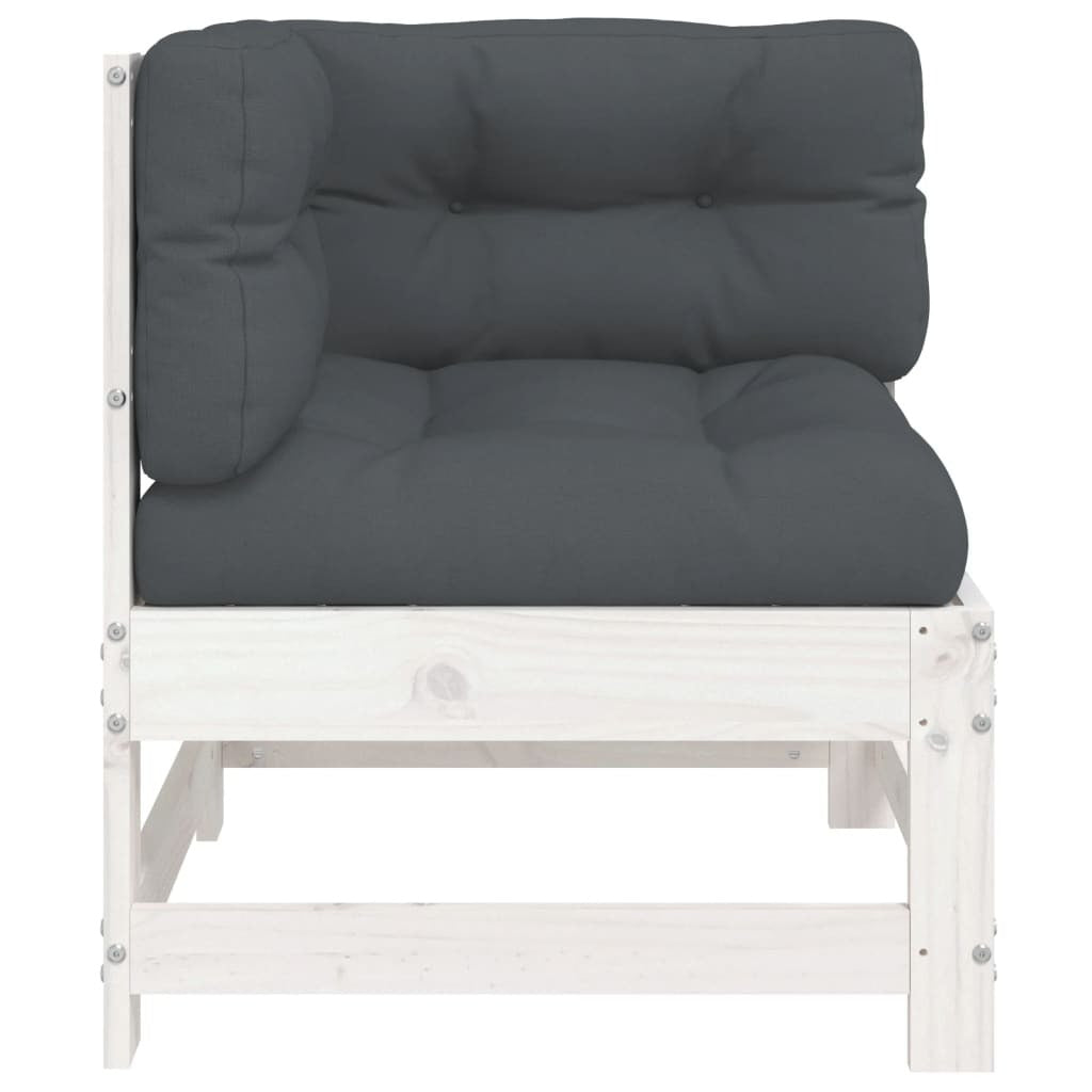 Corner Sofa White and Anthracite Solid pine wood and oxford fabric