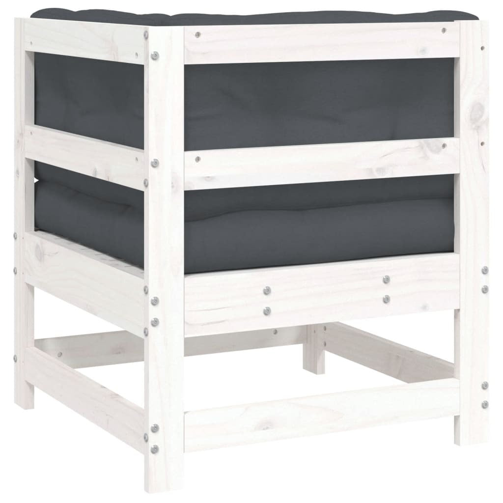 Corner Sofa White and Anthracite Solid pine wood and oxford fabric
