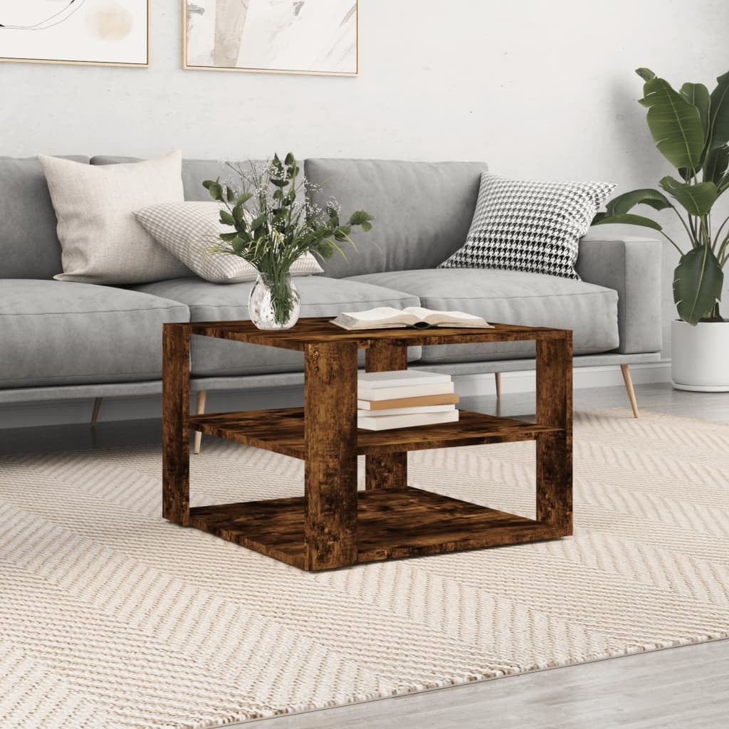 Coffee Table Smoked Oak Engineered Wood Small Coffee Table