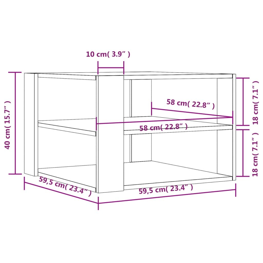 Coffee Table Smoked Oak Engineered Wood Small Coffee Table