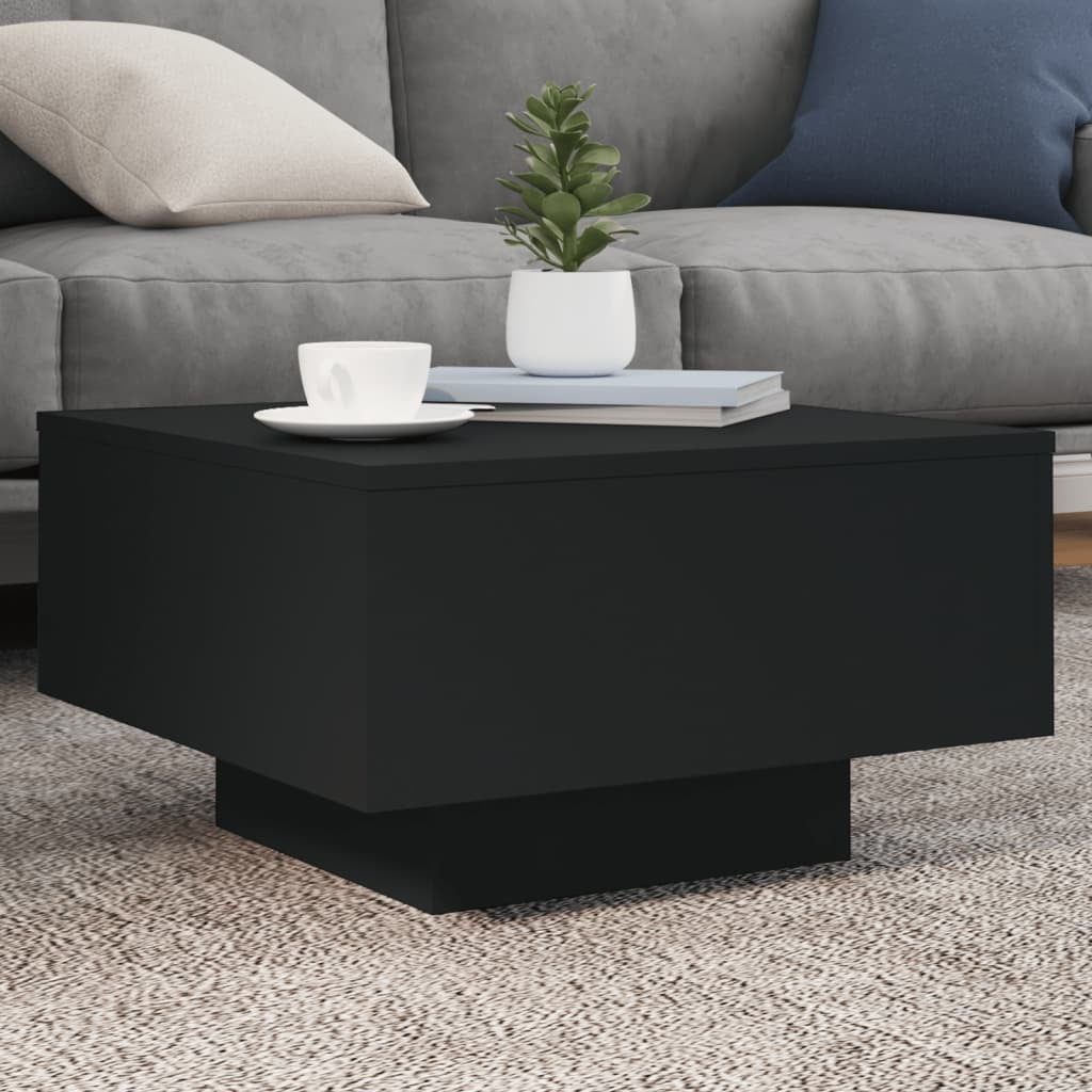 Coffee Table Black Engineered Wood Low Durable Coffee Table