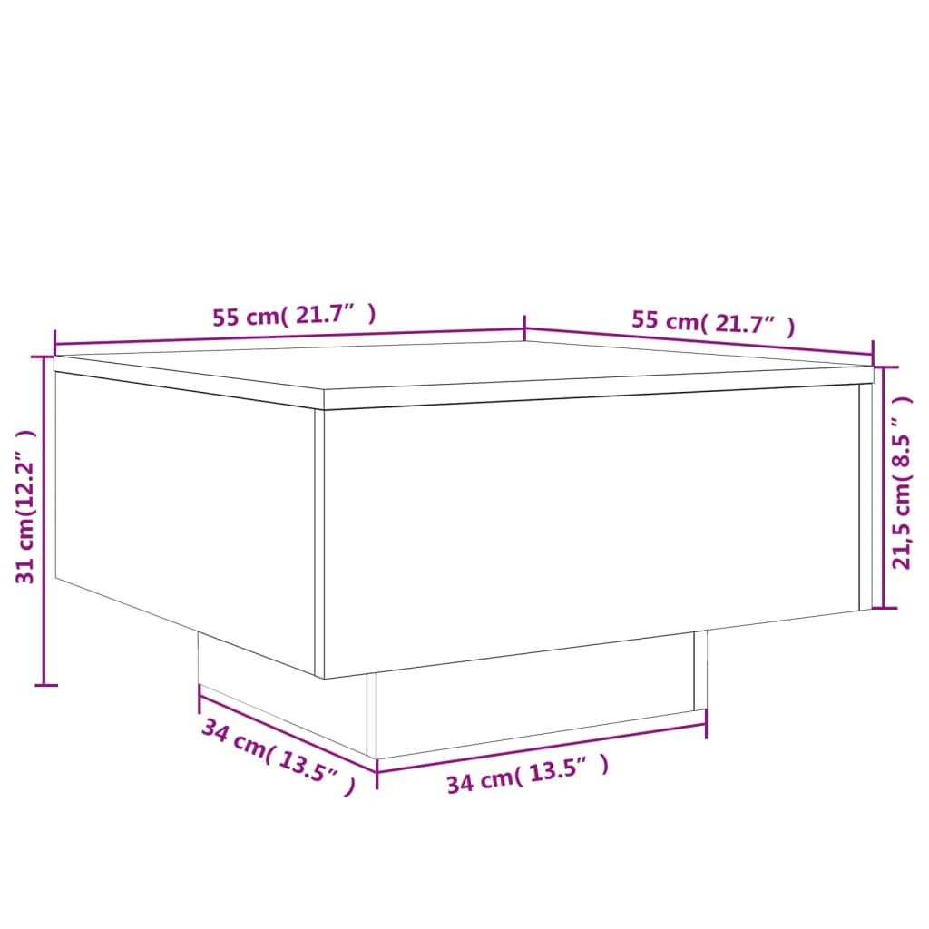 Coffee Table Black Engineered Wood Low Durable Coffee Table