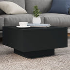 Coffee Table Black Engineered Wood 21.7 in square Lights