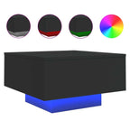 Coffee Table Black Engineered Wood 21.7 in square Lights
