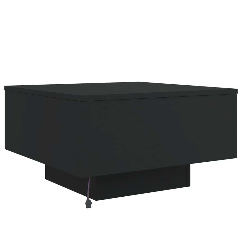 Coffee Table Black Engineered Wood 21.7 in square Lights