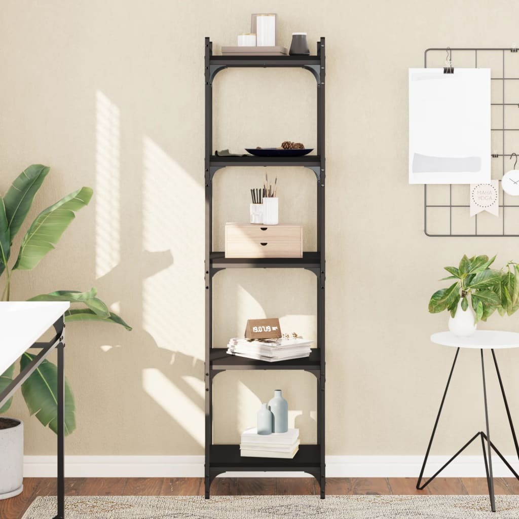 Bookcase Black Engineered wood and metal Medium Bookcase