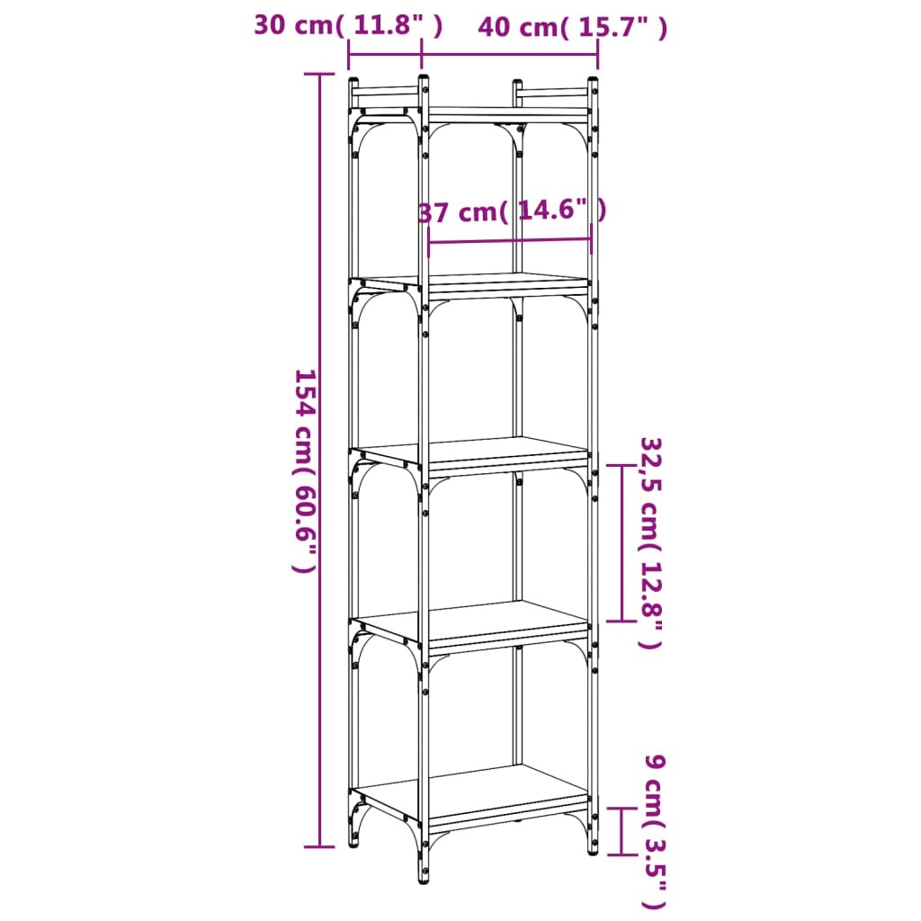 Bookcase Black Engineered wood and metal Medium Bookcase