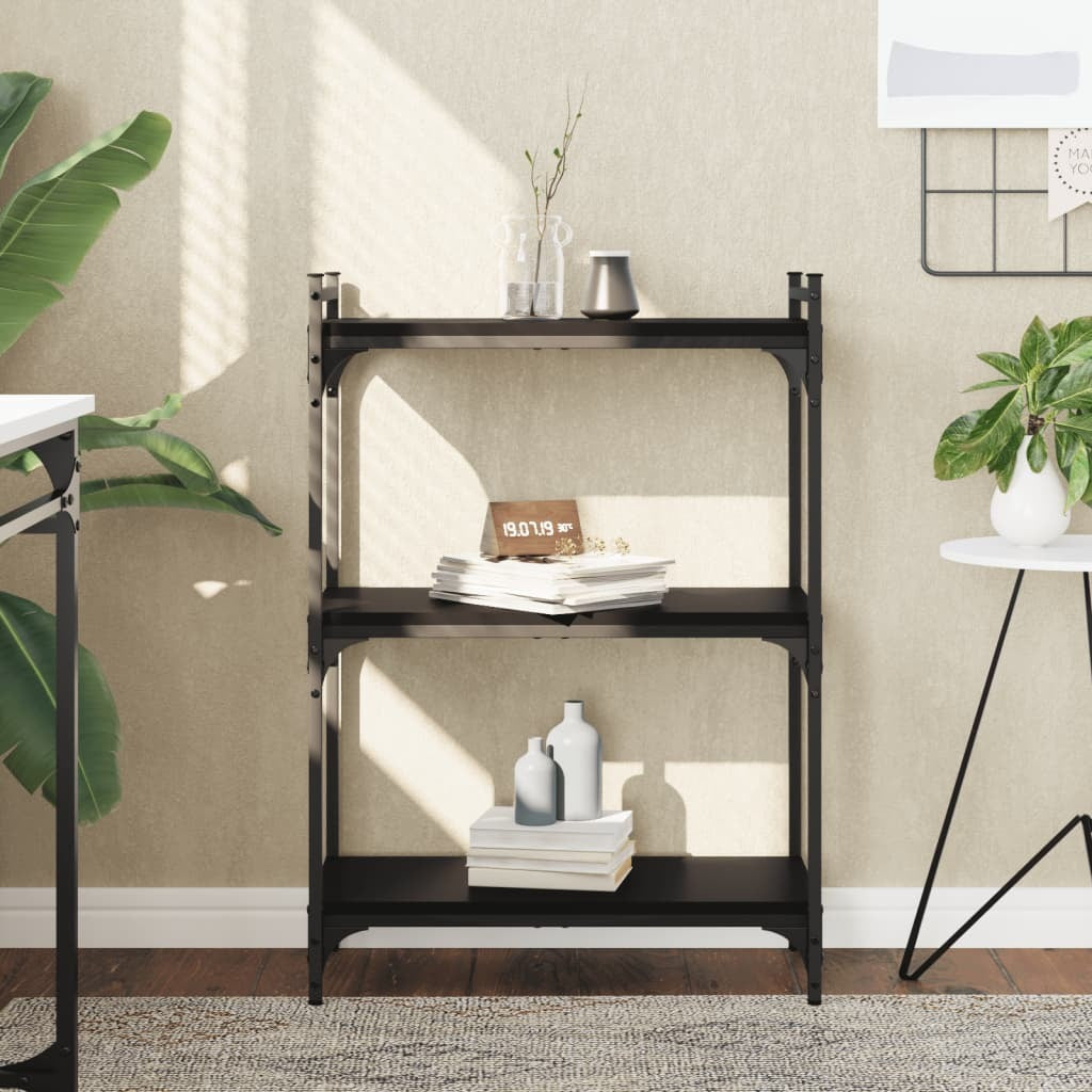 Bookcase Black Engineered wood, Metal 23.6 x 11.8 x 33.9 in