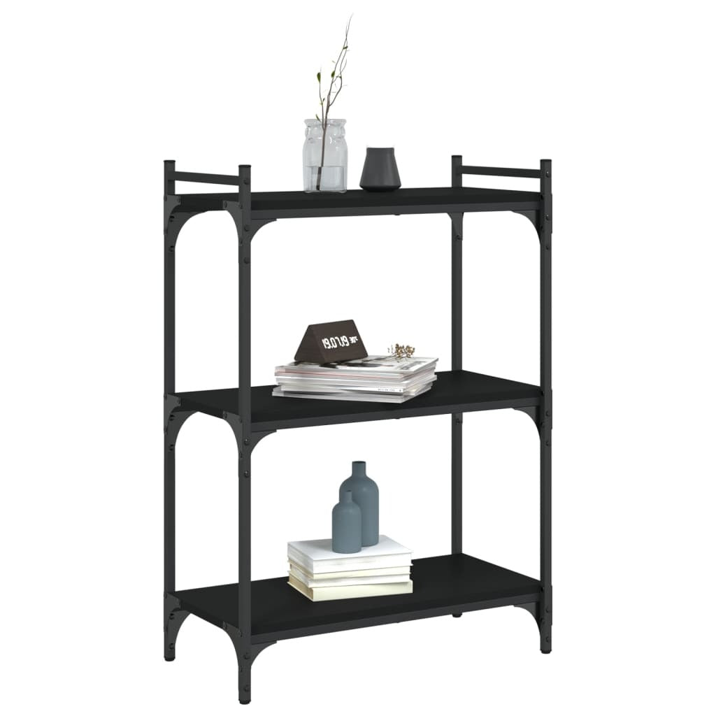 Bookcase Black Engineered wood, Metal 23.6 x 11.8 x 33.9 in