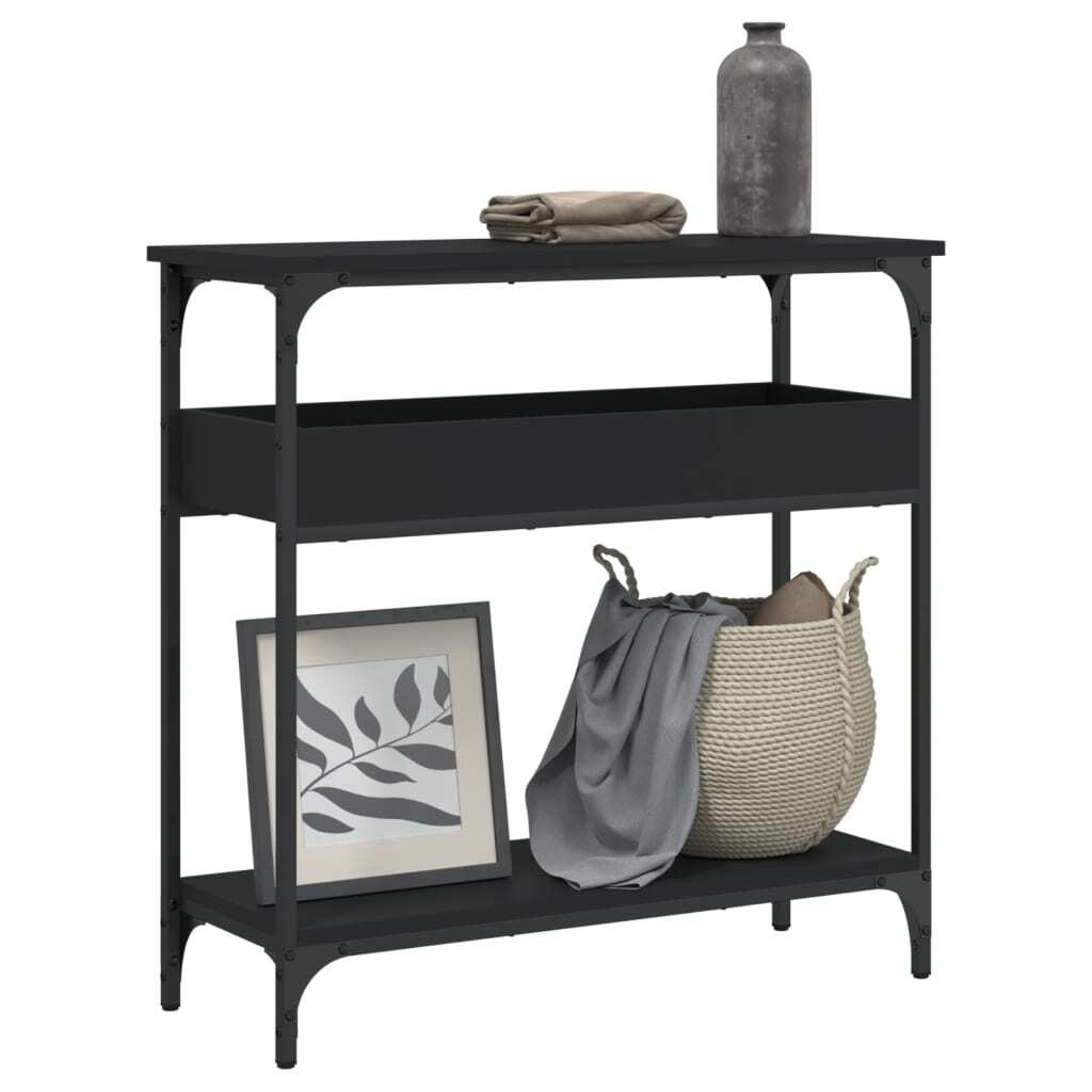 Console Table Black Engineered wood 29.5 x 11.4 x 29.5 in