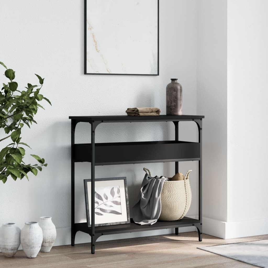 Console Table Black Engineered wood 29.5 x 11.4 x 29.5 in