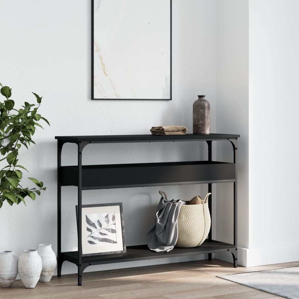Console Table Black Engineered wood 39.4 in x 11.4 in x 29.5 in