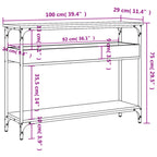 Console Table Black Engineered wood 39.4 in x 11.4 in x 29.5 in