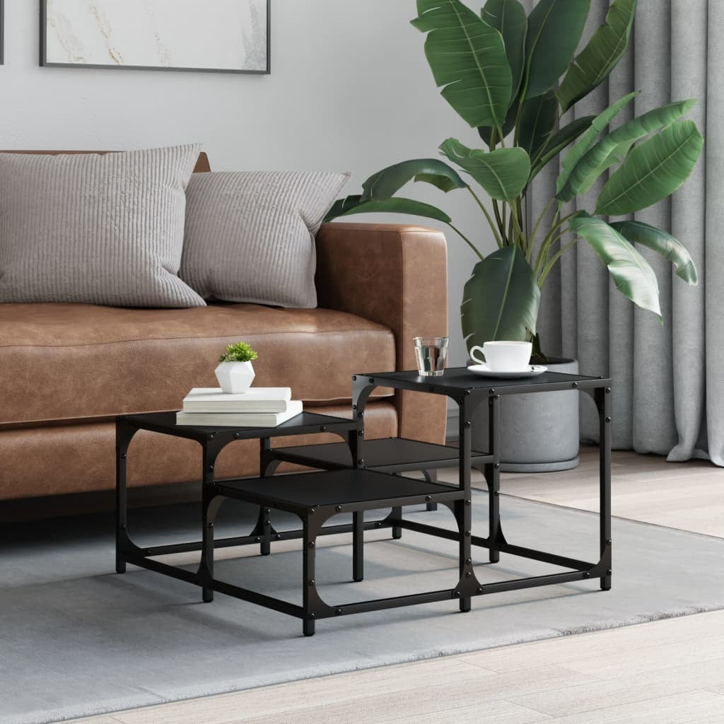 Coffee Table Black Engineered wood, Metal Medium Industrial